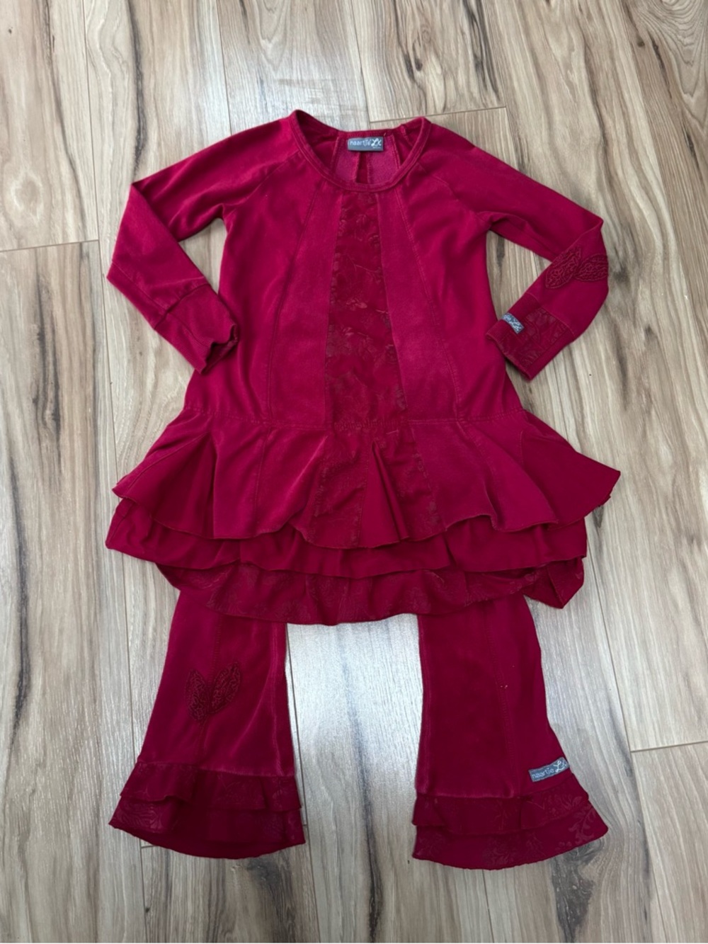 Naartjie LX Girls Size 4 Raspberry Pink Ruffle Tunic & Pants Set Cozy Boutique
